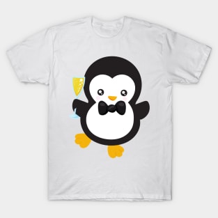 New Year Penguin, Penguin With Champagne, Party T-Shirt